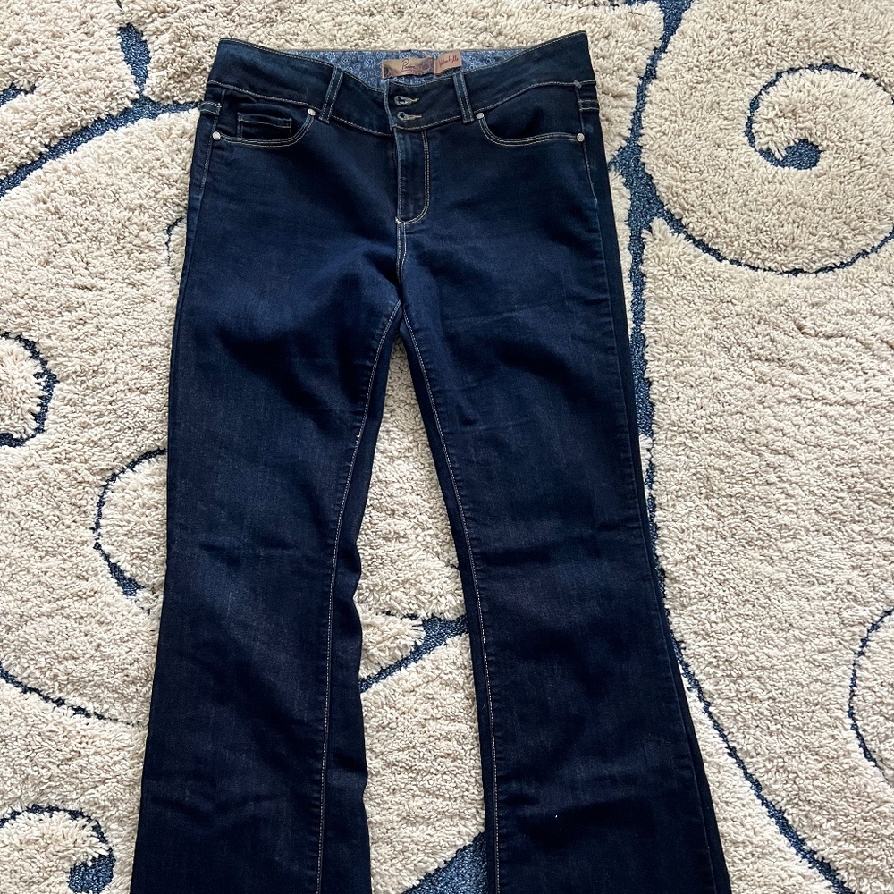 PAIGE Anthro. Hidden Hills DarkWash Flare Jeans